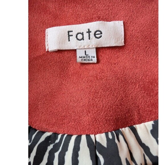 FATE | Faux Suede Fringe Cropped Jacket | Brick Red/Burnt Orange | Large - Picture 7 of 12